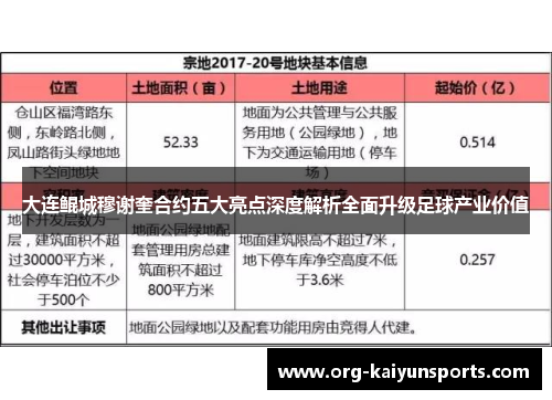 大连鲲城穆谢奎合约五大亮点深度解析全面升级足球产业价值
