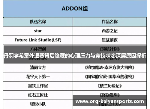丹羽孝希意外退赛背后隐藏的心理压力与竞技状态深层原因探析